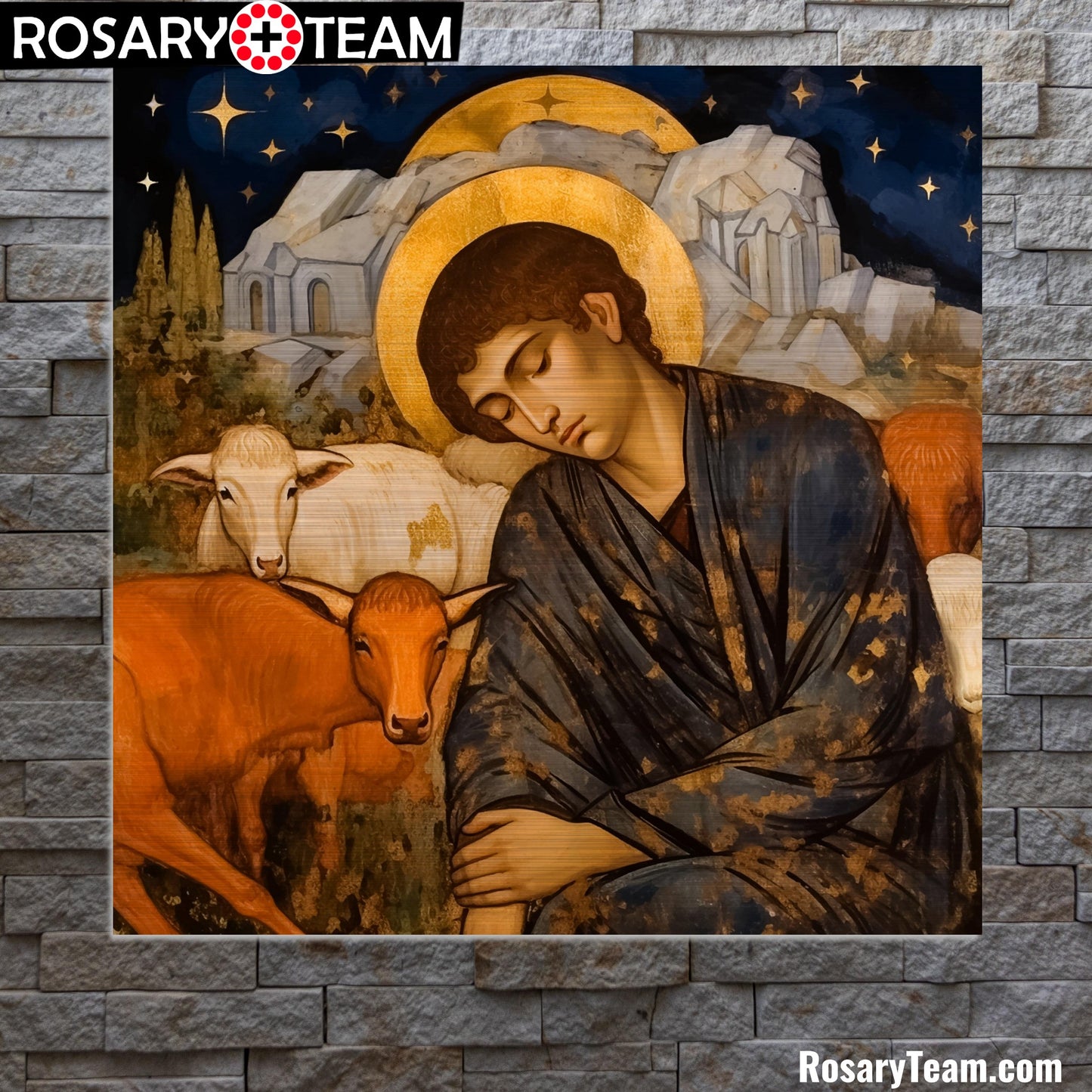 The dreamer. Righteous Joseph the Patriarch, son of Jacob icon Brushed Aluminum Print