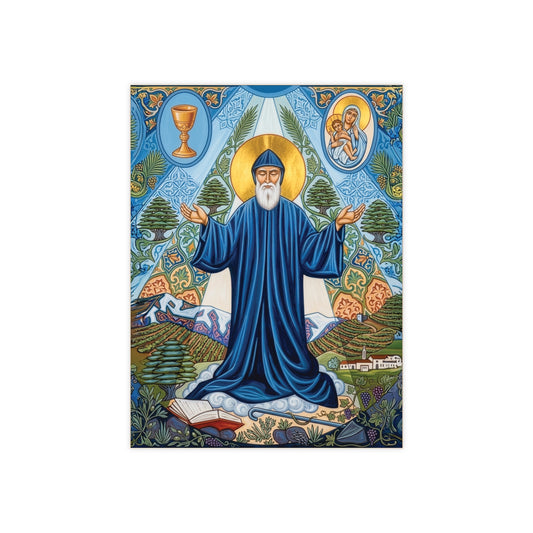 Saint Charbel Makhlouf Devotional Ceramic Icon Tile (6×8 inches)