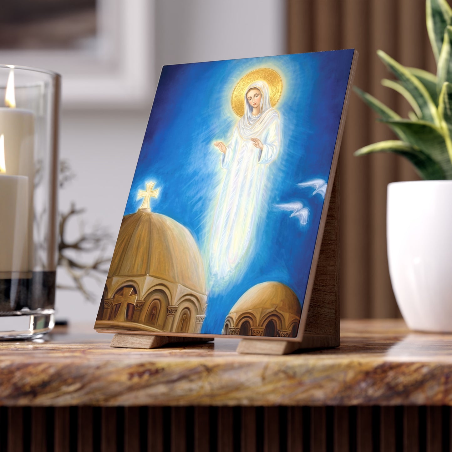Our Lady of Zeitoun Ceramic Devotional Tile (6×8 inches) Cairo, Egypt
