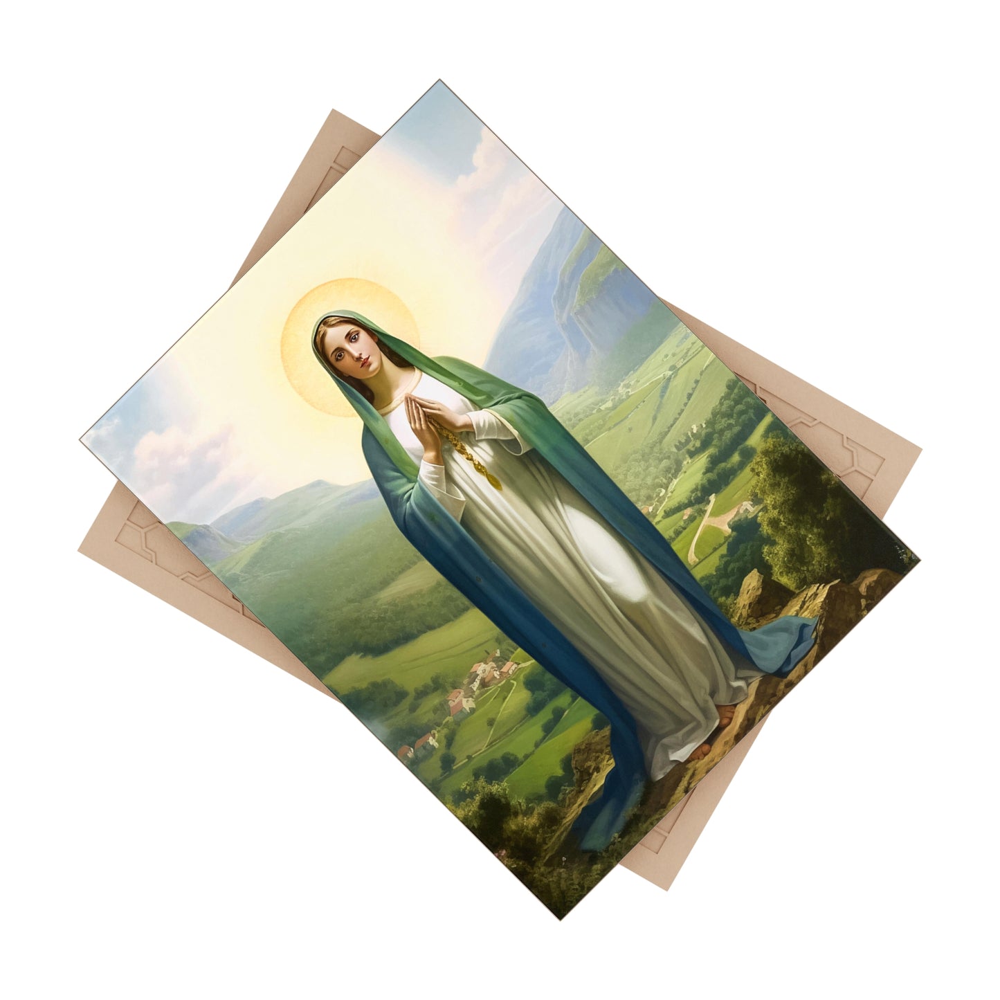 Our Lady Virgin Mary Queen of Garabandal; Ceramic Icon Tile Size 6" × 8"