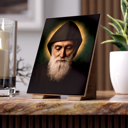 Saint Charbel Makhlouf Devotional Maronite Ceramic Icon Tile (6x8 inches) – The Miracle Monk of Lebanon