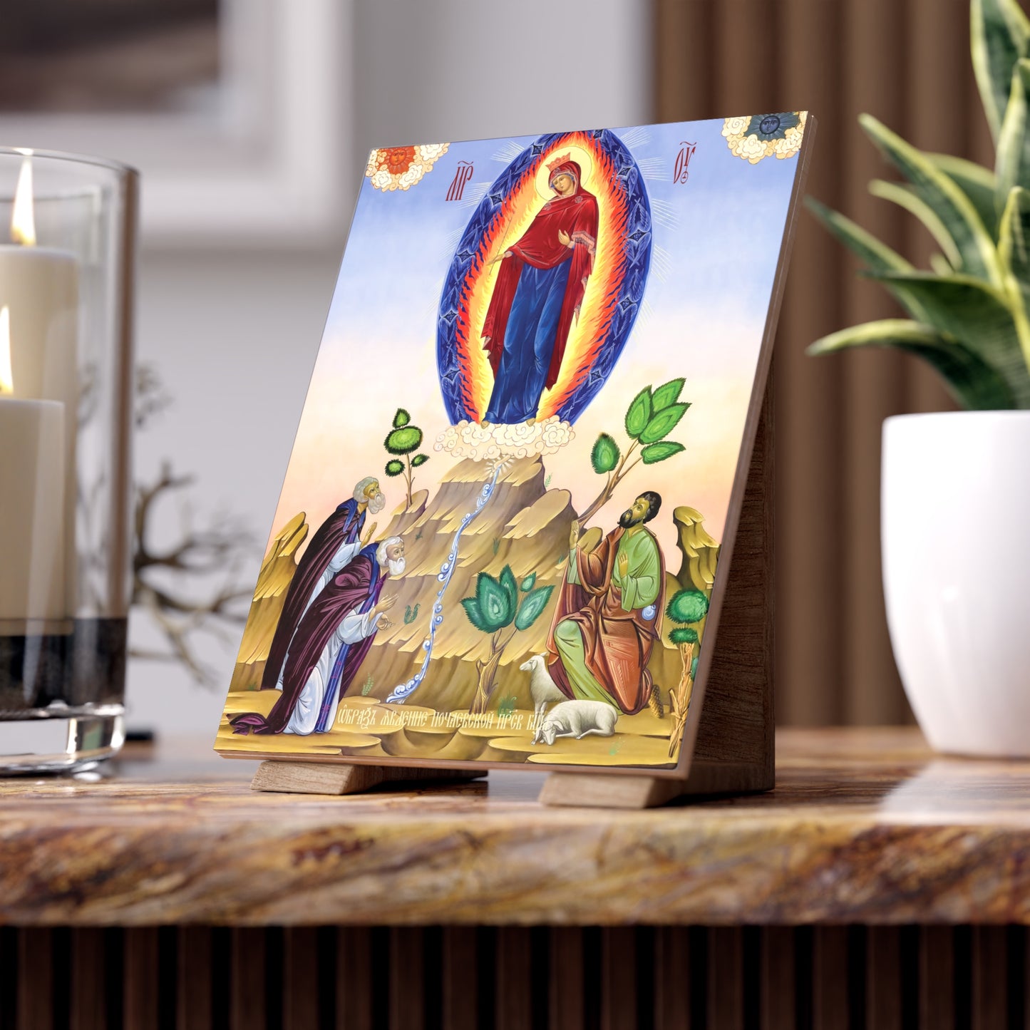 Icon of the Mother of God "Pochaevskaya" – 6x8 Ceramic Devotional Tile