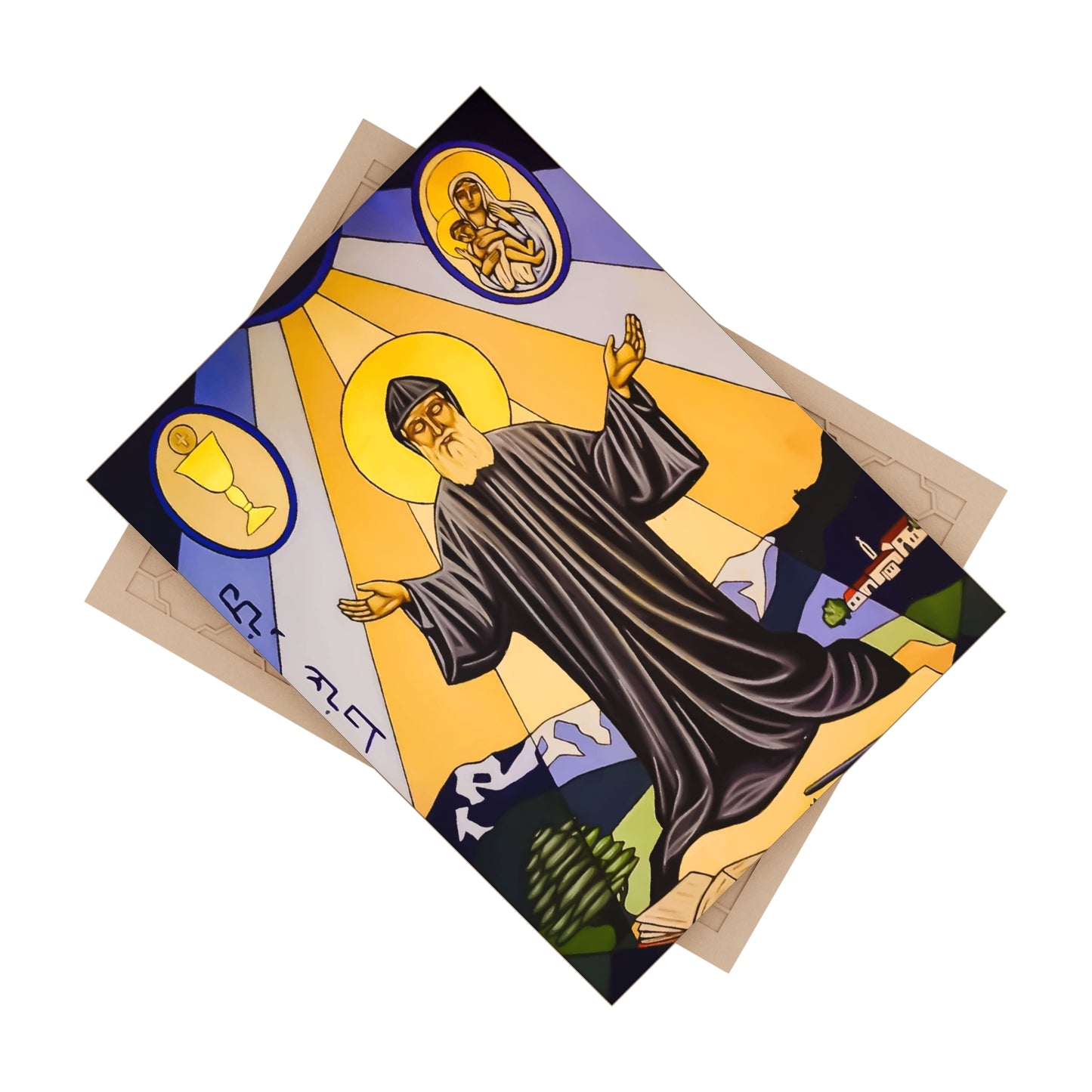 St Charbel Ceramic Ceramic Icon Tile Size 6" × 8"