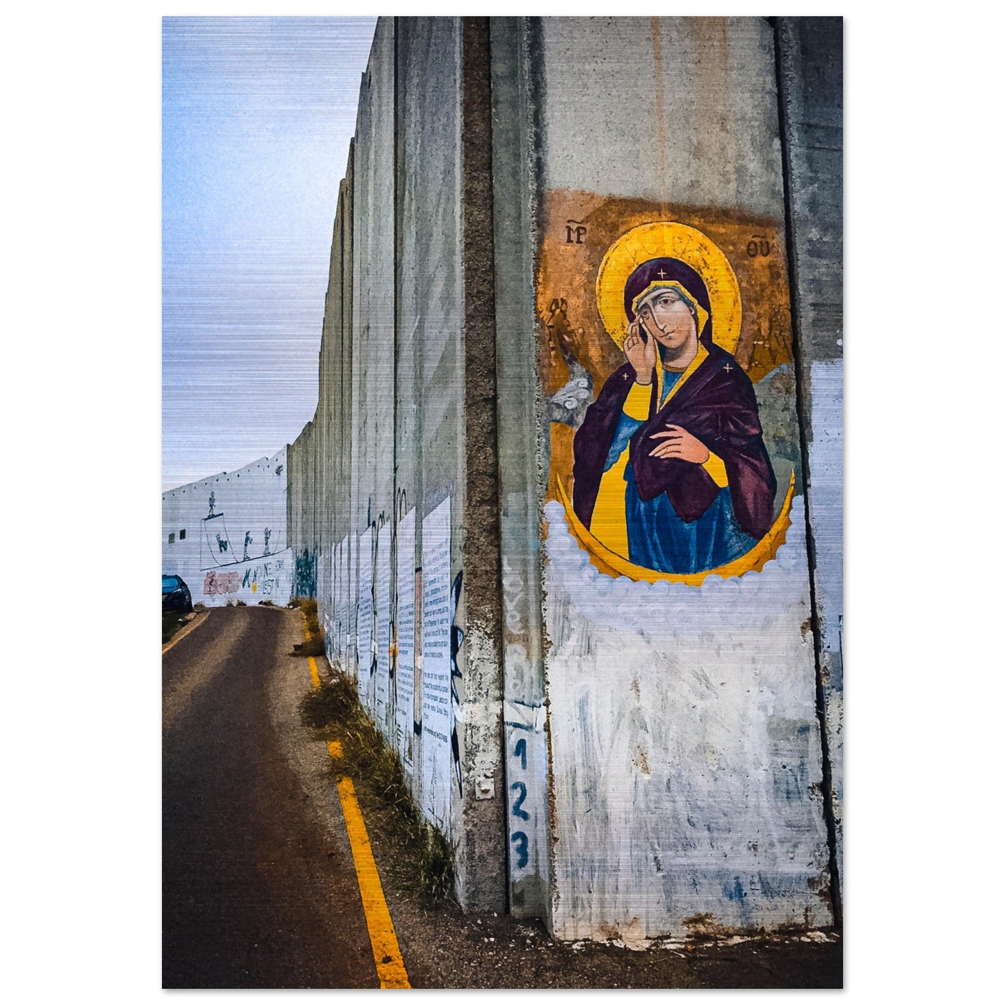 Our Lady Who Brings Down Walls Icon Brushed Aluminum Print