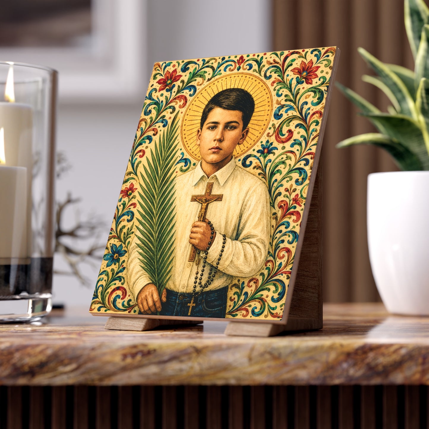 St. José Sánchez del Río Ceramic Devotional Icon Tile (6×8 inches)