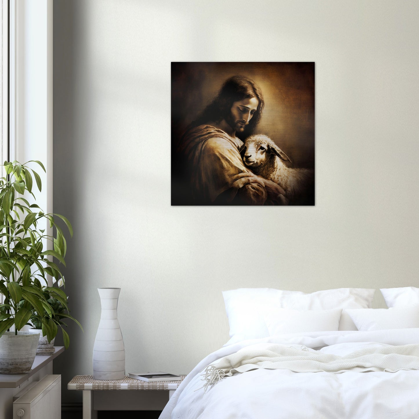 Gentle Jesus, Good Shepherd - Brushed Aluminum Icon