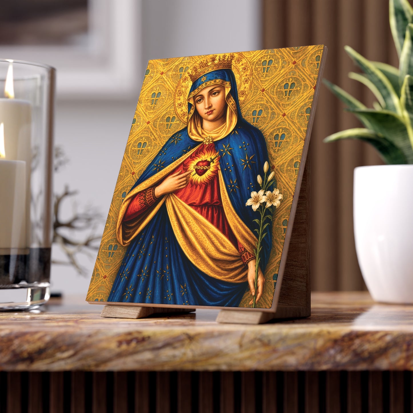 Sorrowful Immaculate Heart Devotional Ceramic Tile (6×8 inches)