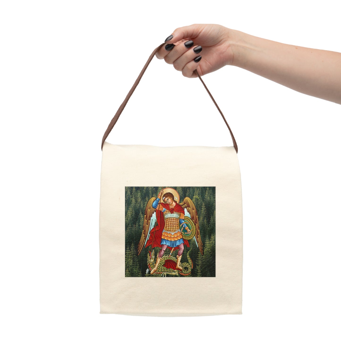 St Michael Archangel Canvas Lunch Bag With Strap