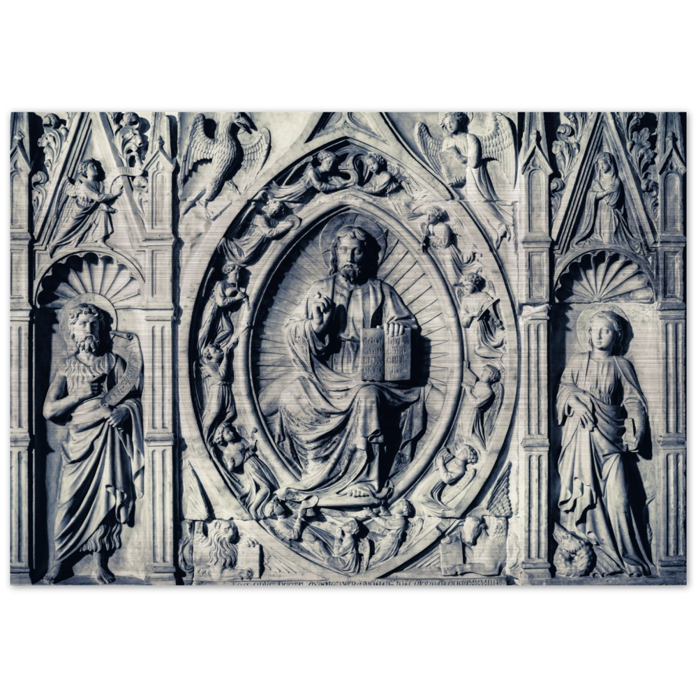 Christ, St John the Baptist, and St Margaret ✠ Brushed #Aluminum #MetallicIcon #AluminumPrint