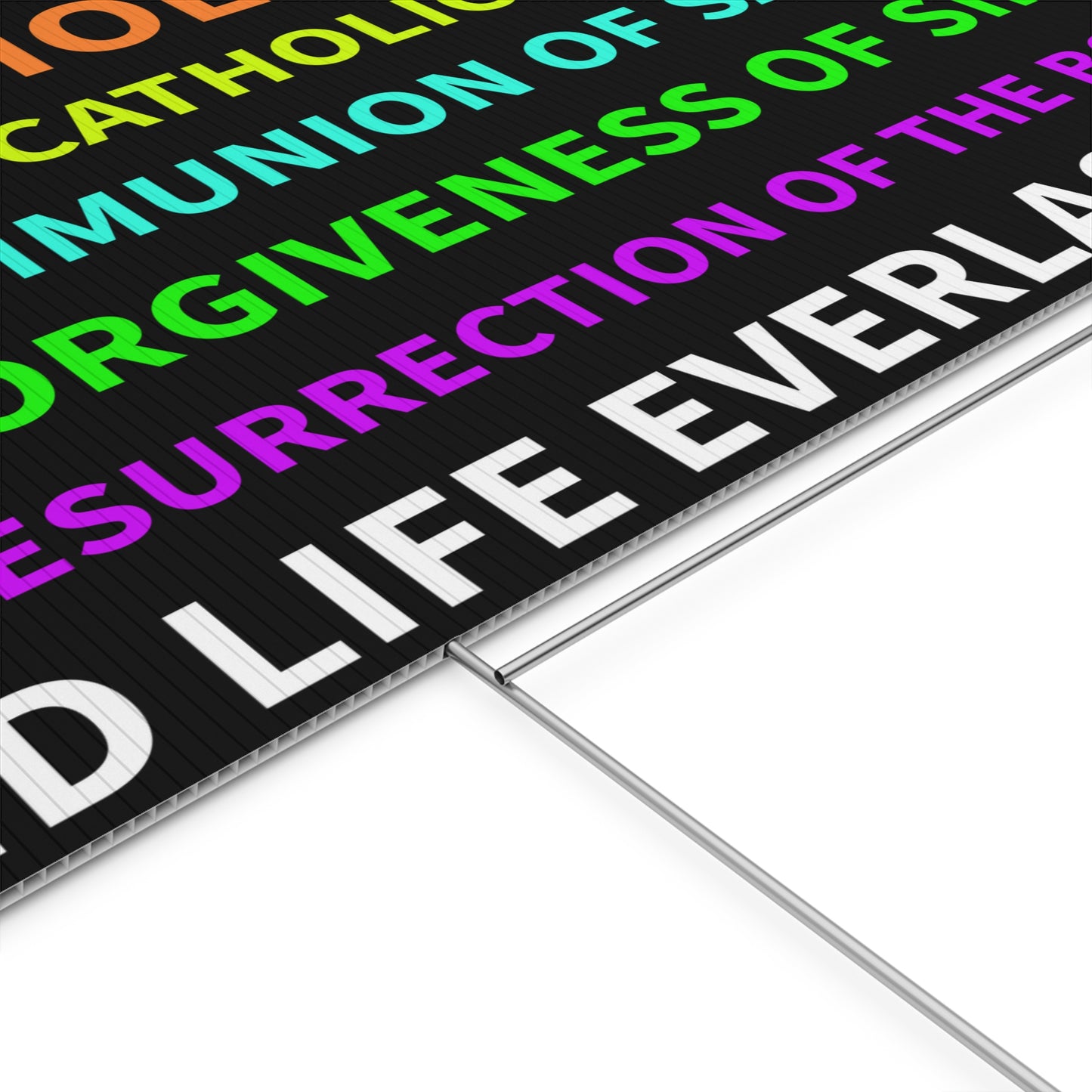 In this house, we believe in the Holy Spirit + Yard Sign + Creed Church Plastic Yard Sign Viva Cristo Rey