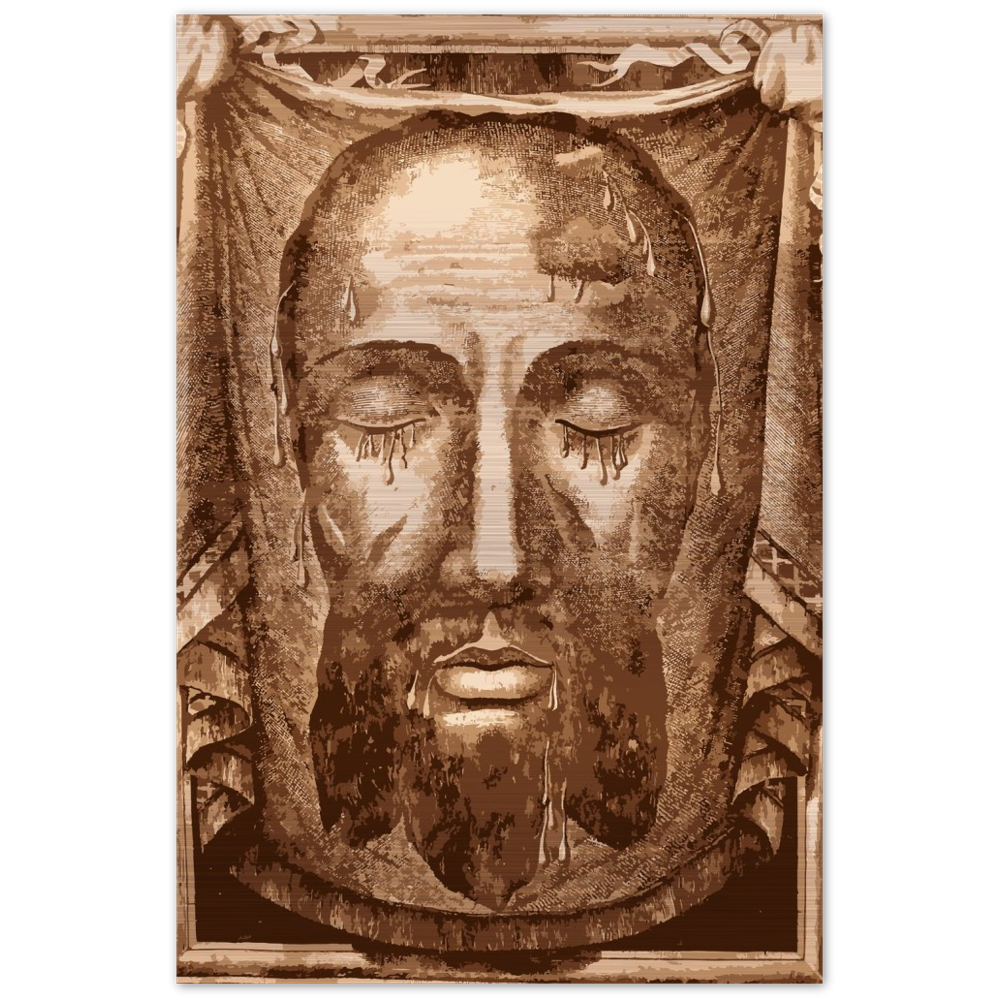 Sepia ✠ The Holy Face of Jesus ✠ Brushed #Aluminum #MetallicIcon #AluminumPrint