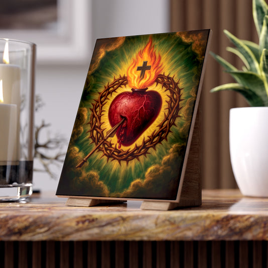 Sacred Heart of Jesus - Traditional Catholic Image on Ceramic Tile (6×8)