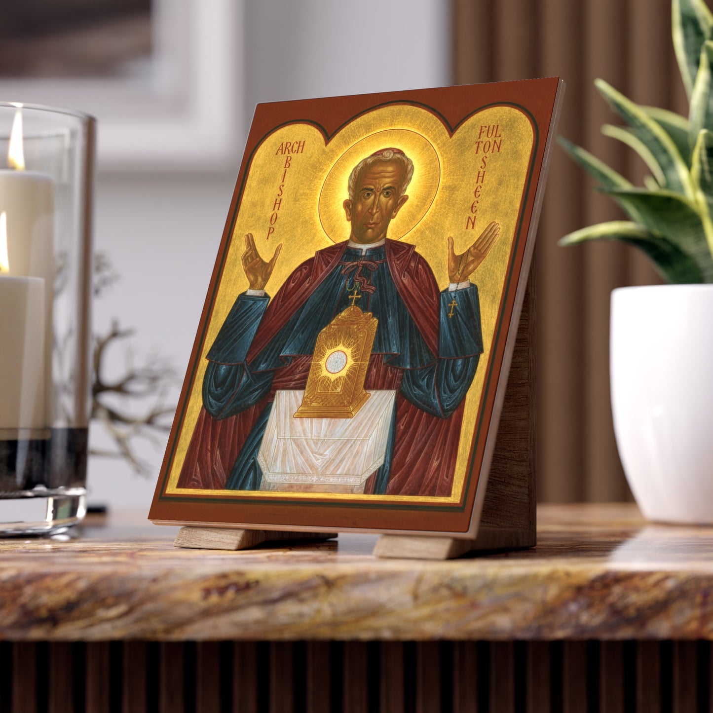 Venerable Archbishop Fulton J. Sheen - Devotional Ceramic Icon Tile (6×8 inches)