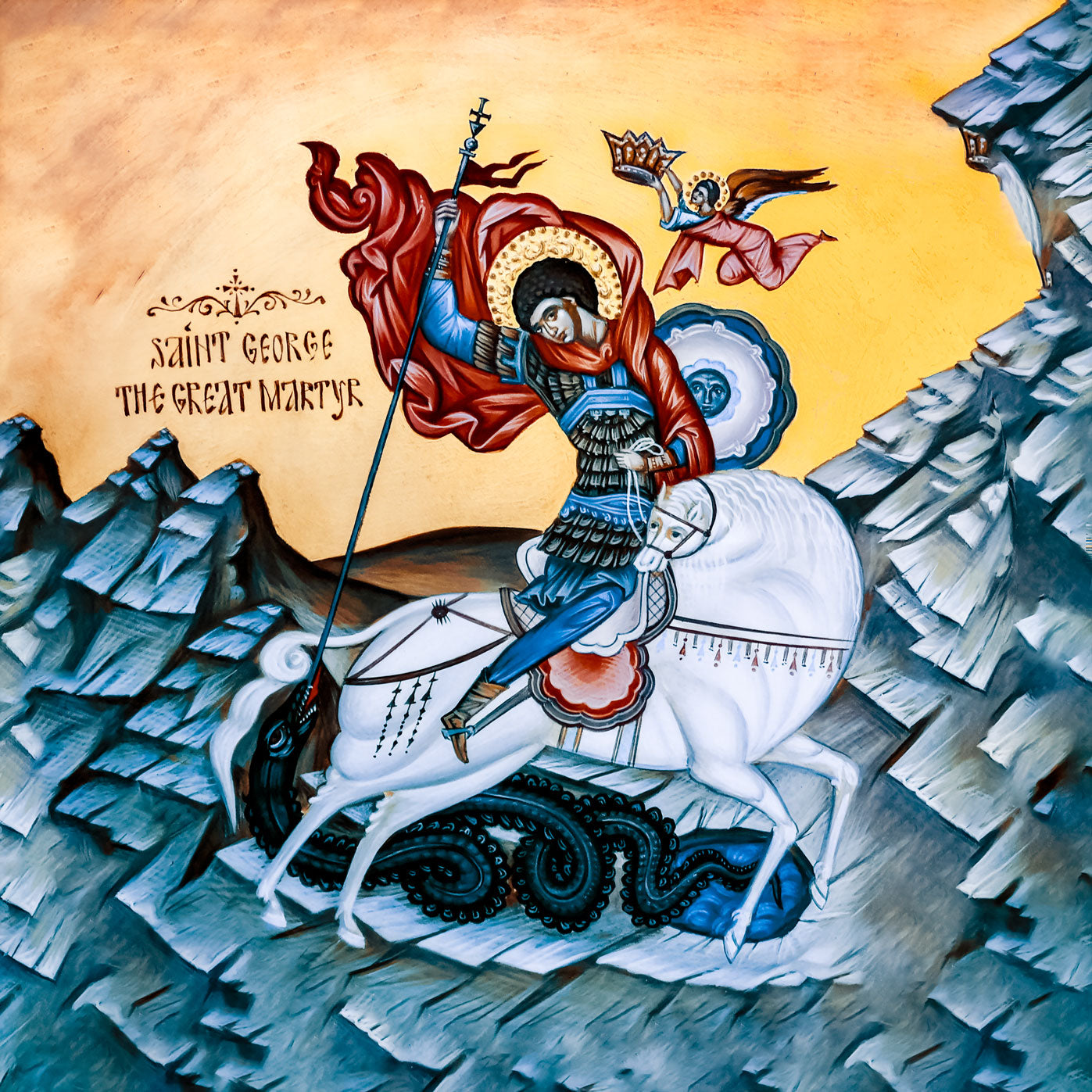 Pearl Print - Saint George The Great Martyr Icon - Patron Saint of Scouting