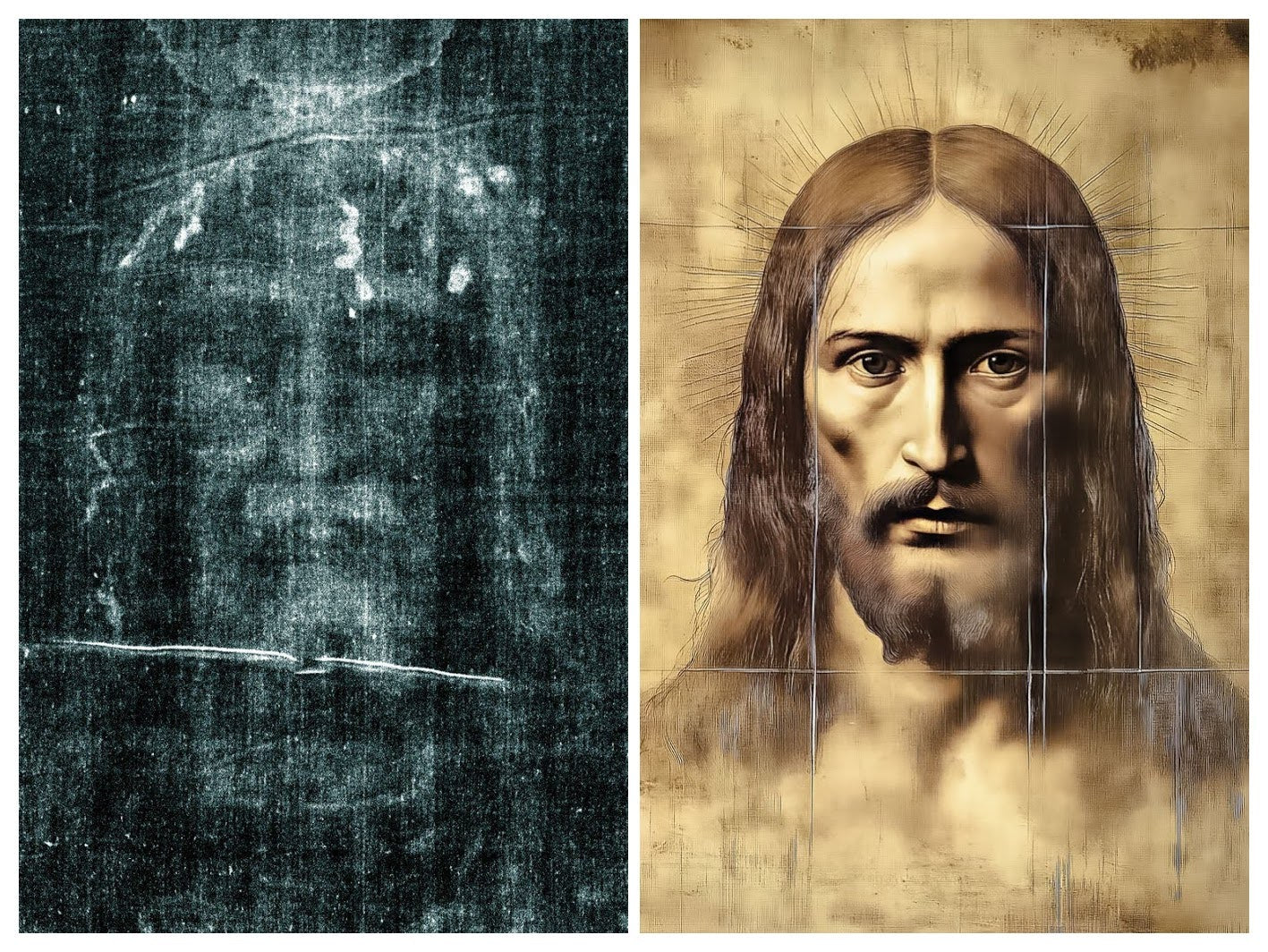 Pearl Print - Face of Jesus' unveiled using Shroud of Turin Icons