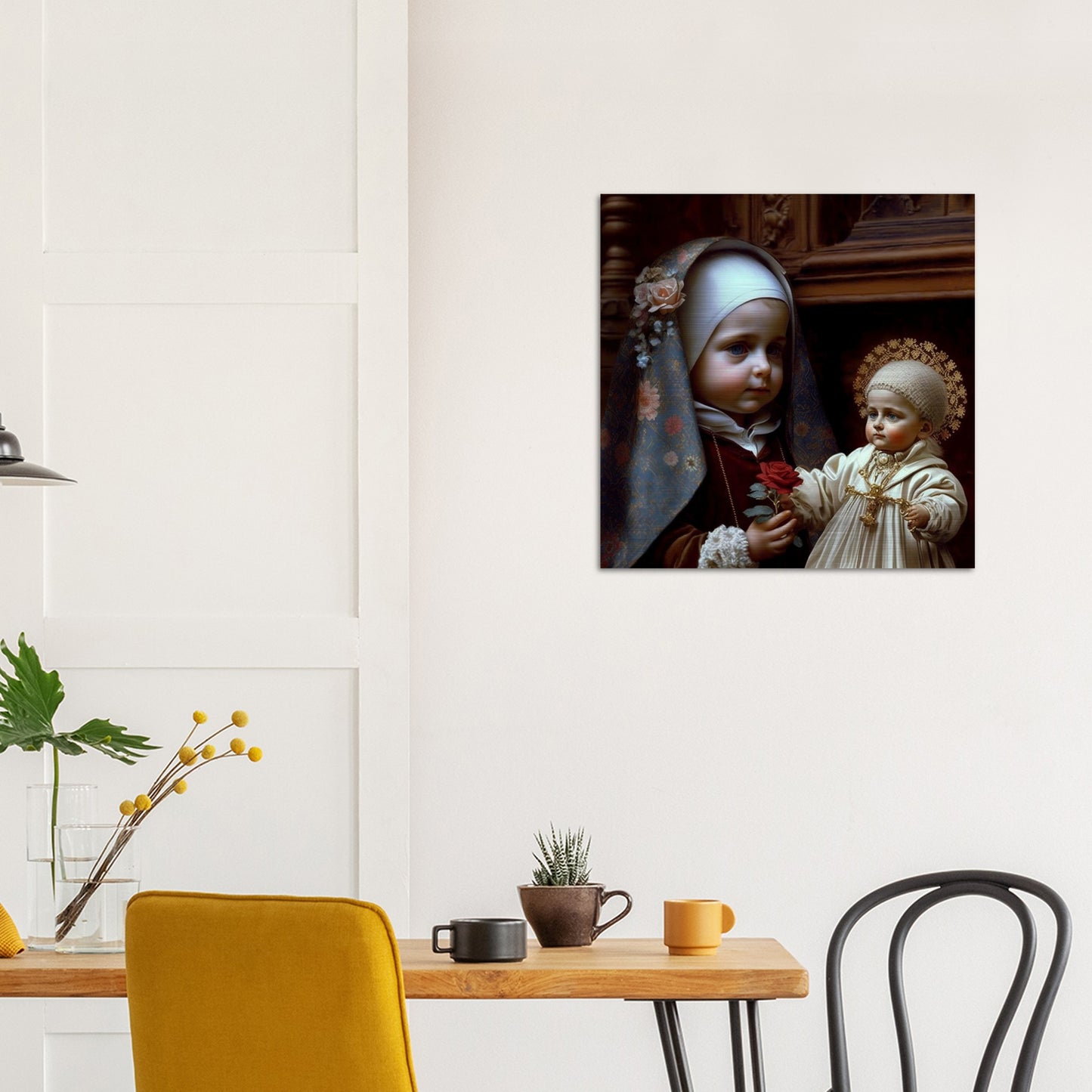 Little Thérèse of Lisieux and Child Jesus ✠ Brushed Aluminum Icon