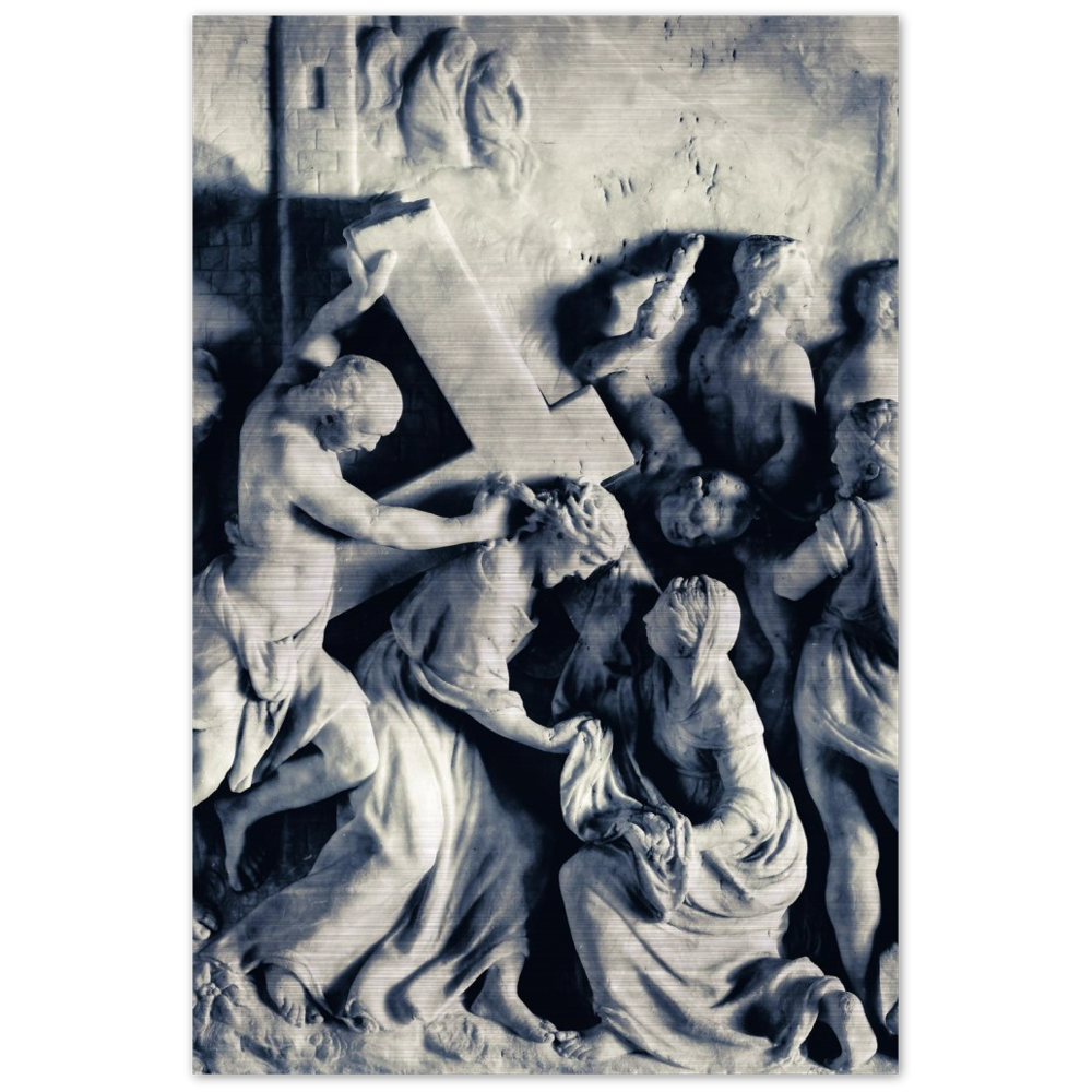 Christ Carrying the Cross with Saints Simon and Veronica ✠ Brushed #Aluminum #MetallicIcon #AluminumPrint