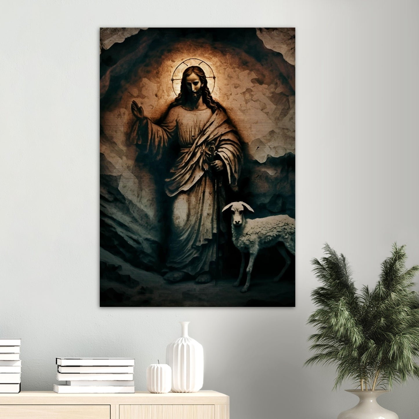 Jesus the Good Shepherd ✠ Brushed Aluminum Icon