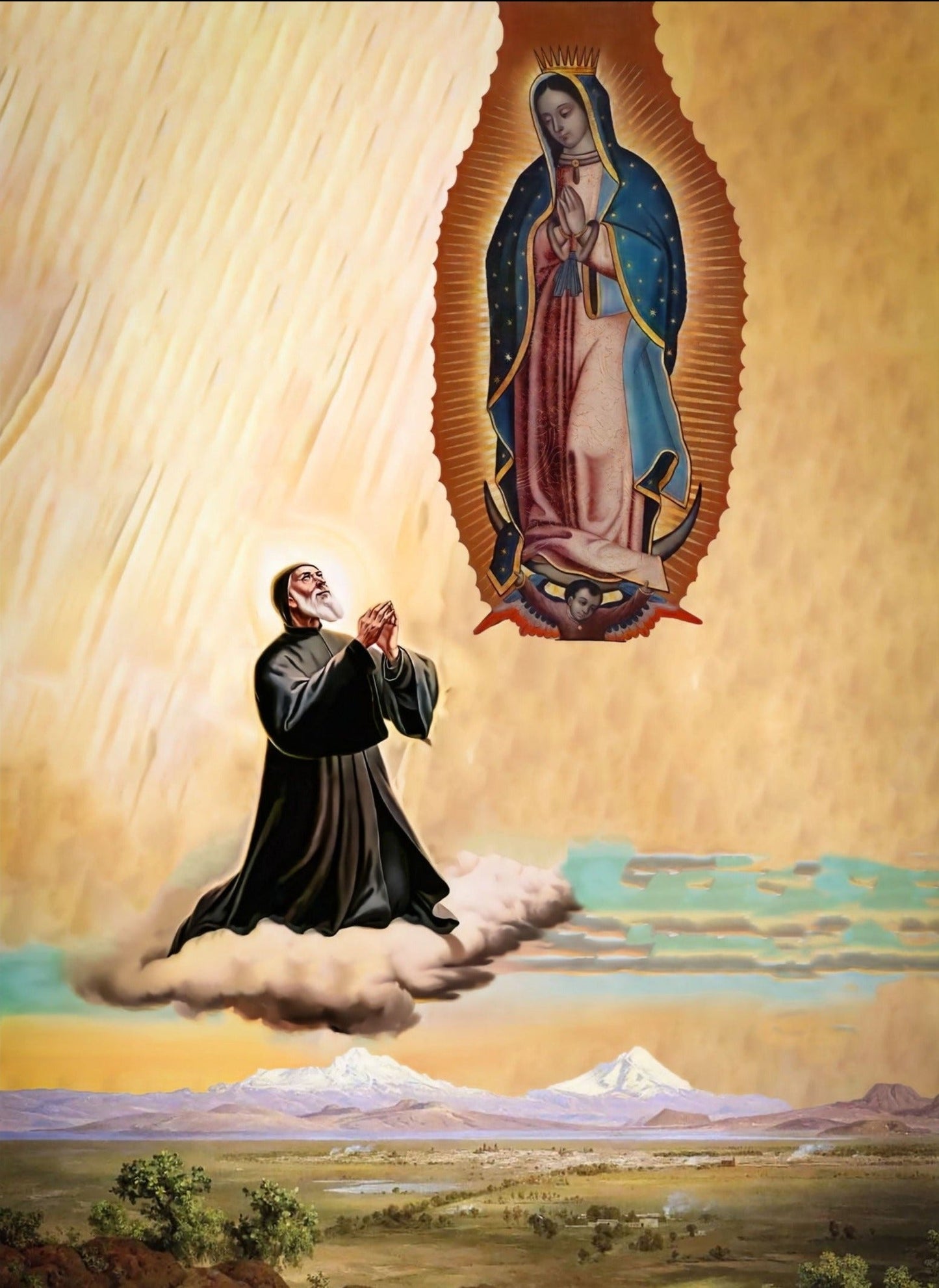 Pearl Print - San Chárbel, Hermano, ya eres Mexicano - Icon with Our Lady of Guadalupe pray for Mexico
