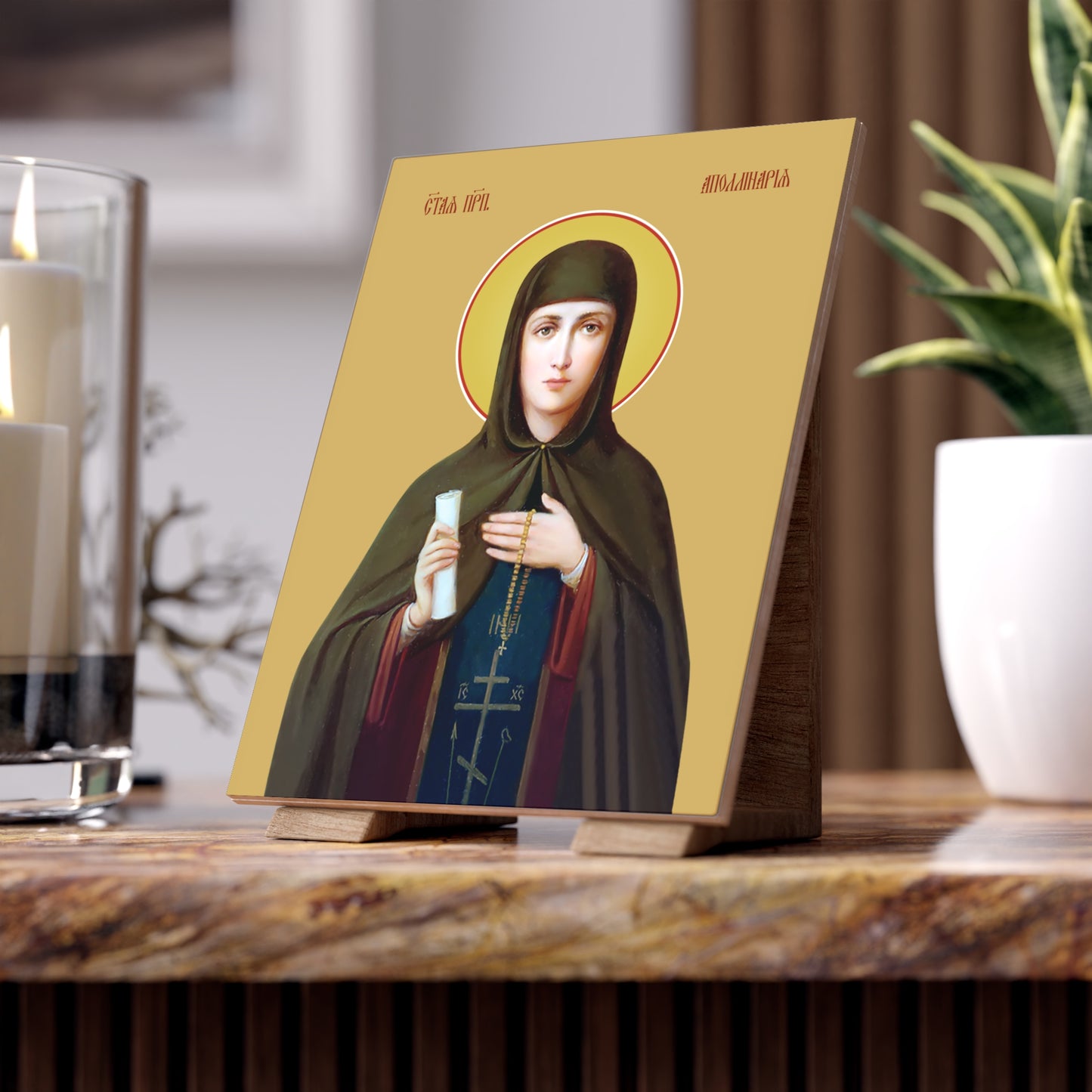 St Apollinaria of Egypt Ceramic Icon 6"x8"