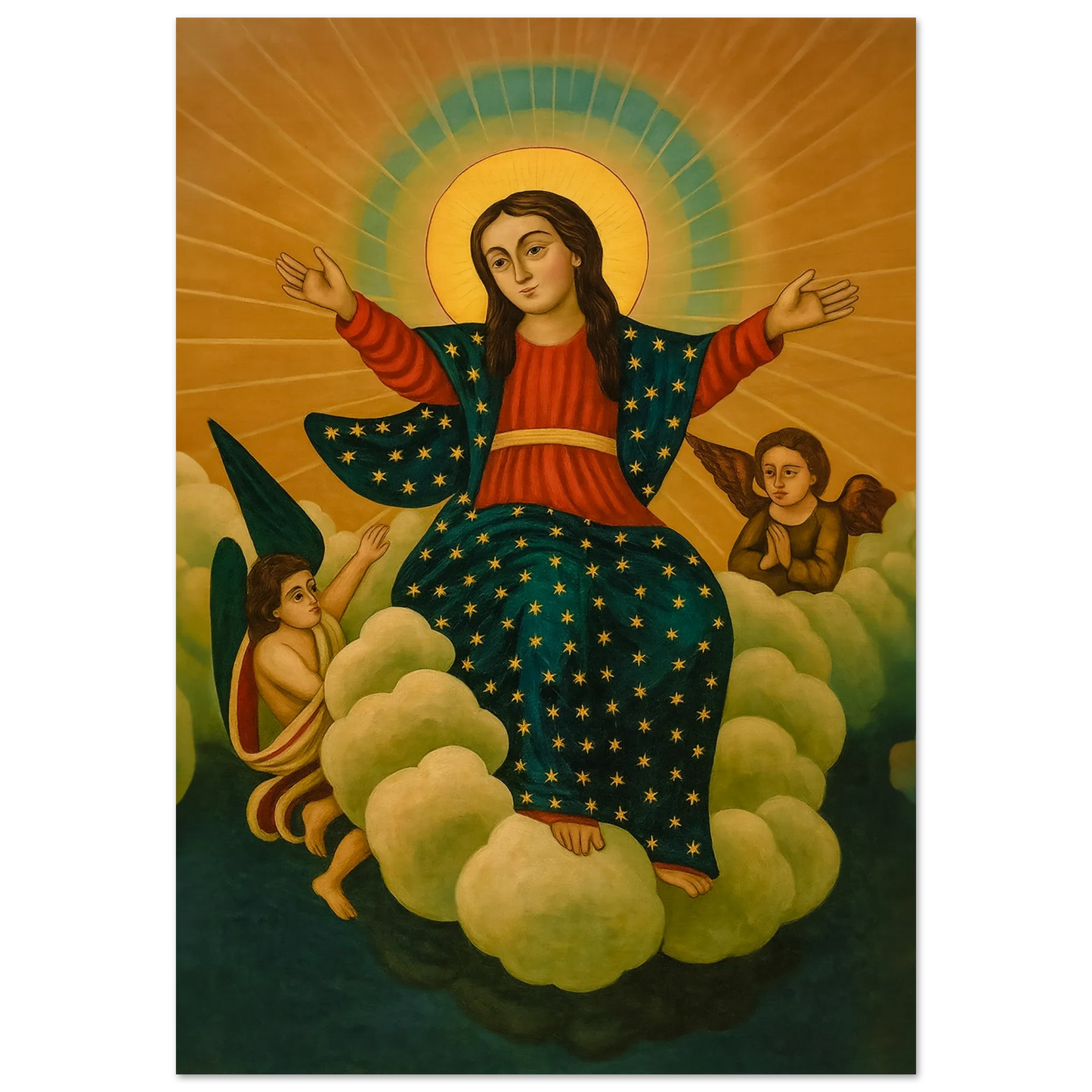 Pearl Print - Assumption of the Blessed Virgin Mary Queen of Heaven Syriac Icon
