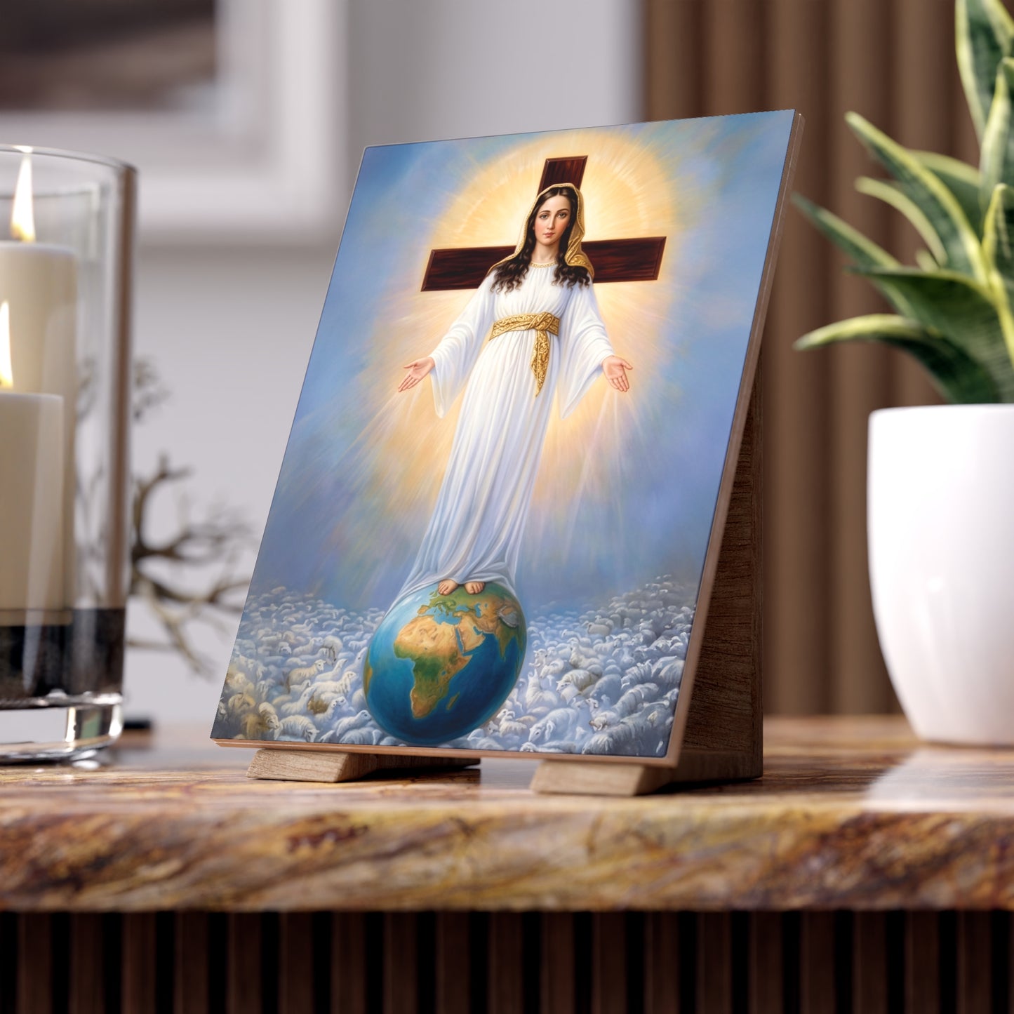 The Lady of All Nations Devotional Ceramic Icon Tile (6×8 inches)