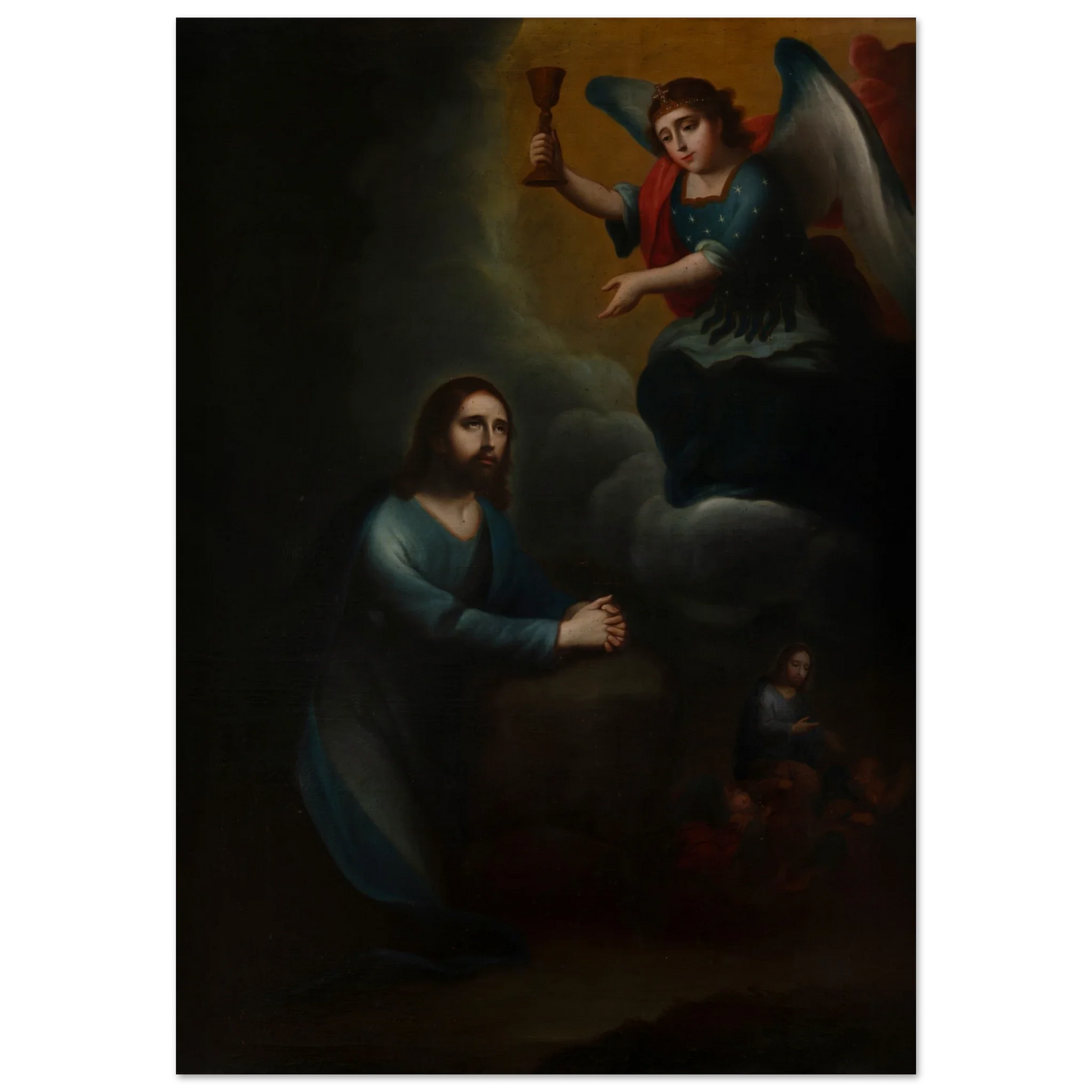 Pearl Print - Jesus Prays in Gethsemane - Sacred Art from the Viceroyalty of New Spain.