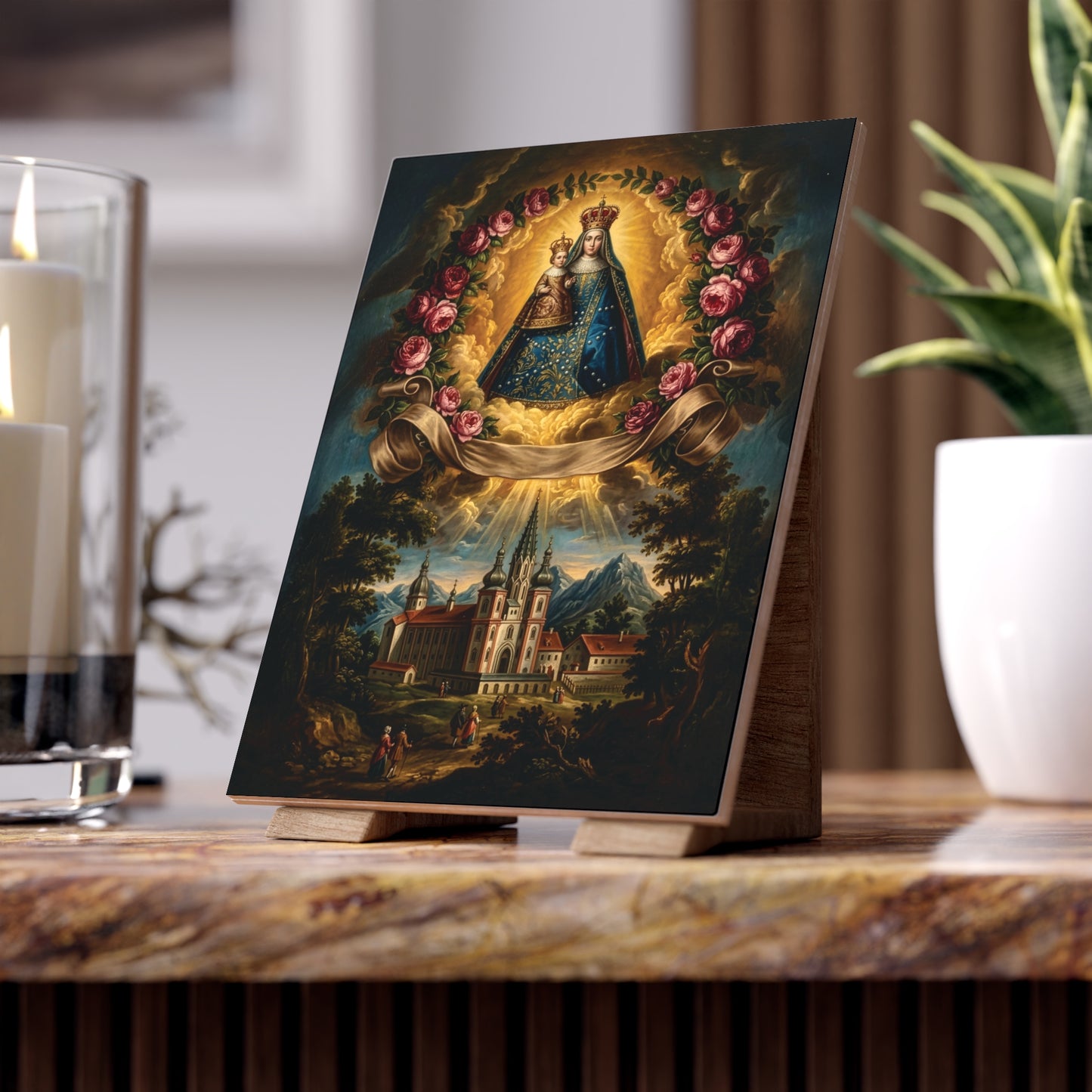 Our Lady of Mariazell Ceramic Devotional Tile (6×8 inches) Austria