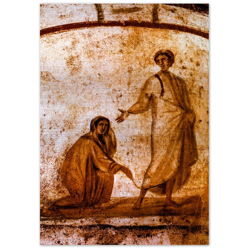 Jesus healing the bleeding woman ✠ Brushed #Aluminum #MetallicIcon #AluminumPrint