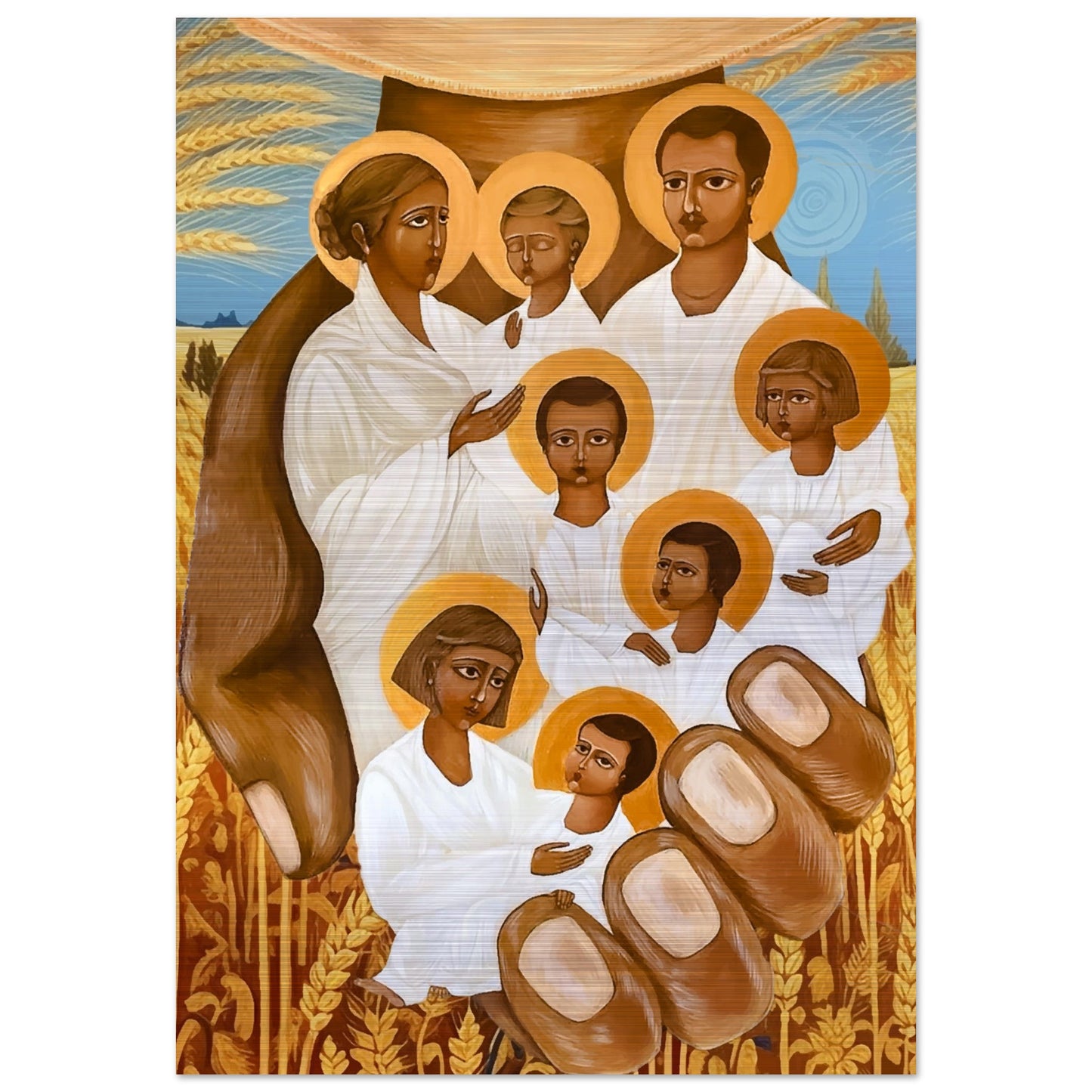 Blessed Farmers from Markowa Icon Ulma Family Brushed Aluminum