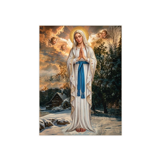 Our Lady of Banneux Ceramic Devotional Tile (6×8 inches) Belgium - The Virgin of the Poor