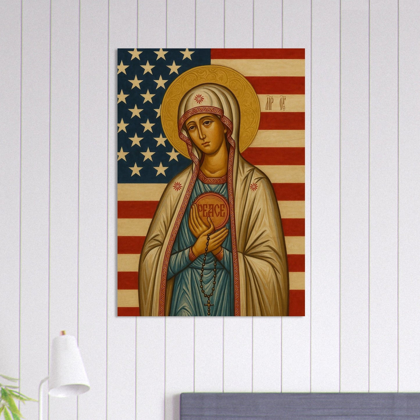 Pearl Print - America Needs Our Lady of Fatima Icon Pray the Rosary October Rally Virgin Mary USA