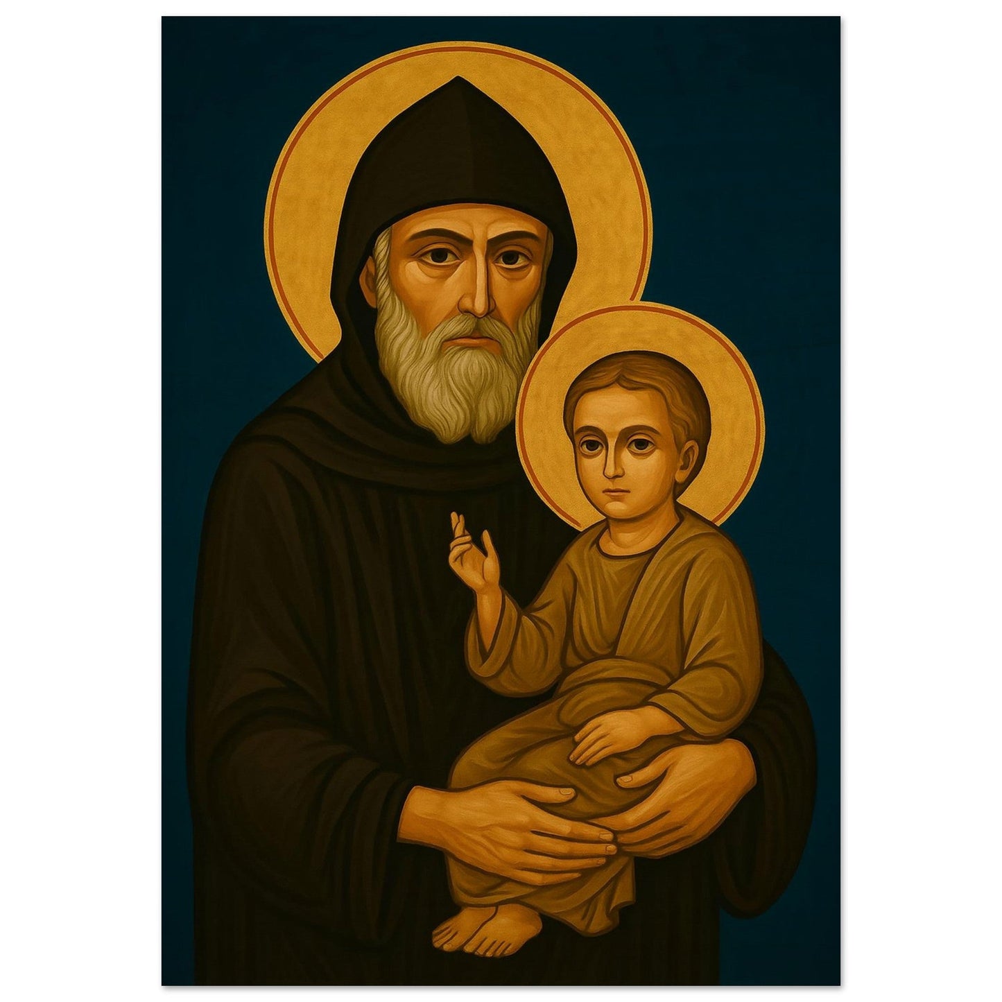 Pearl Print - St Charbel and Divine Child Baby Jesus Christ Icon