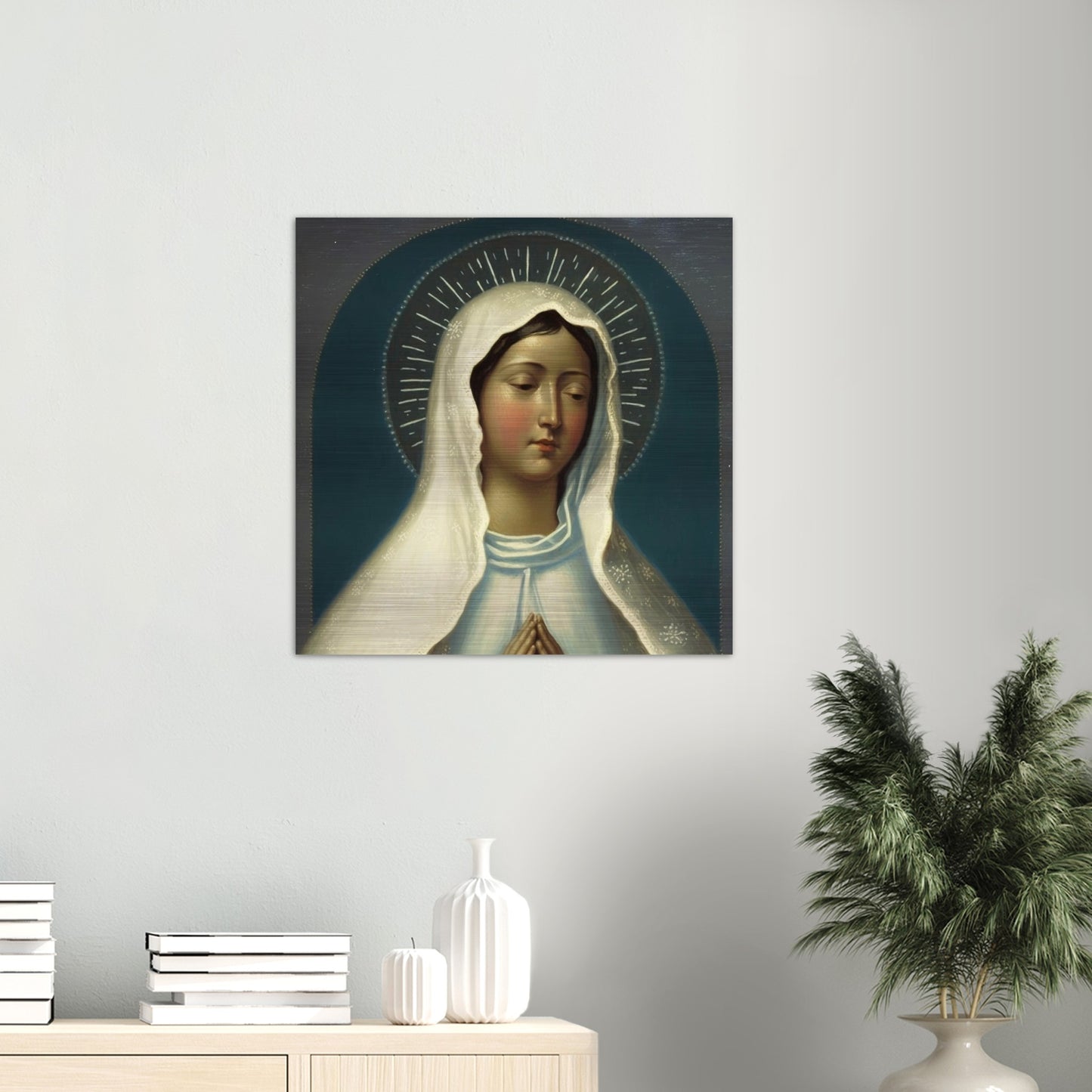 Dear Mother of Jesus ✠ Brushed Aluminum Icon