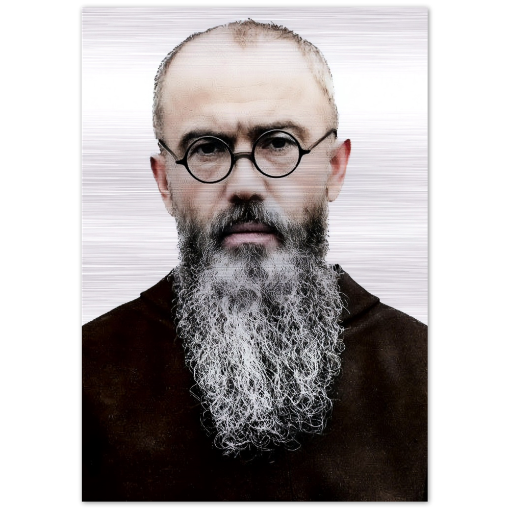 St Maximilian Kolbe ✠ Brushed #Aluminum #MetallicIcon #AluminumPrint