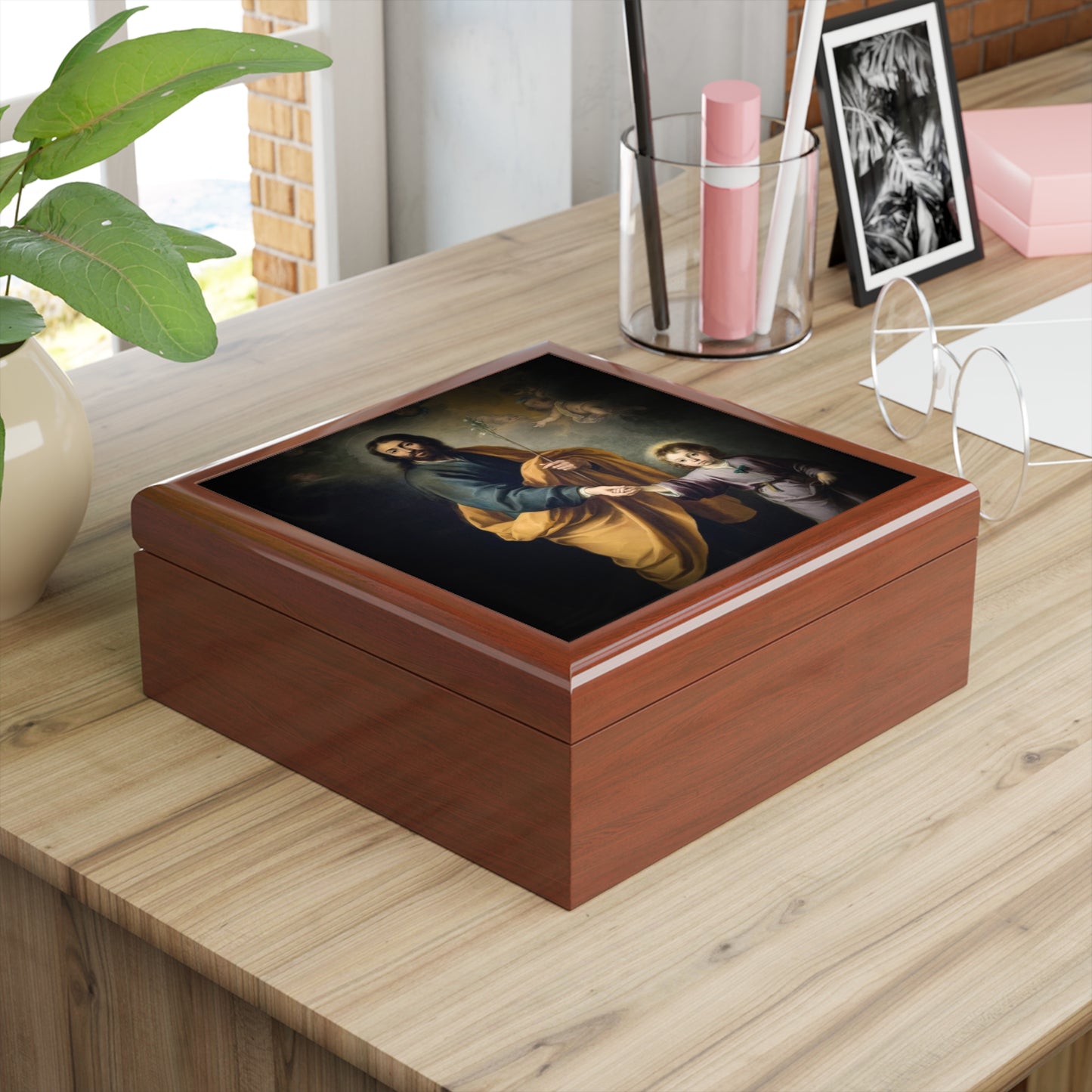 Saint Joseph and the Christ Child (Murillo) #ReliquaryBox #JewelryBox