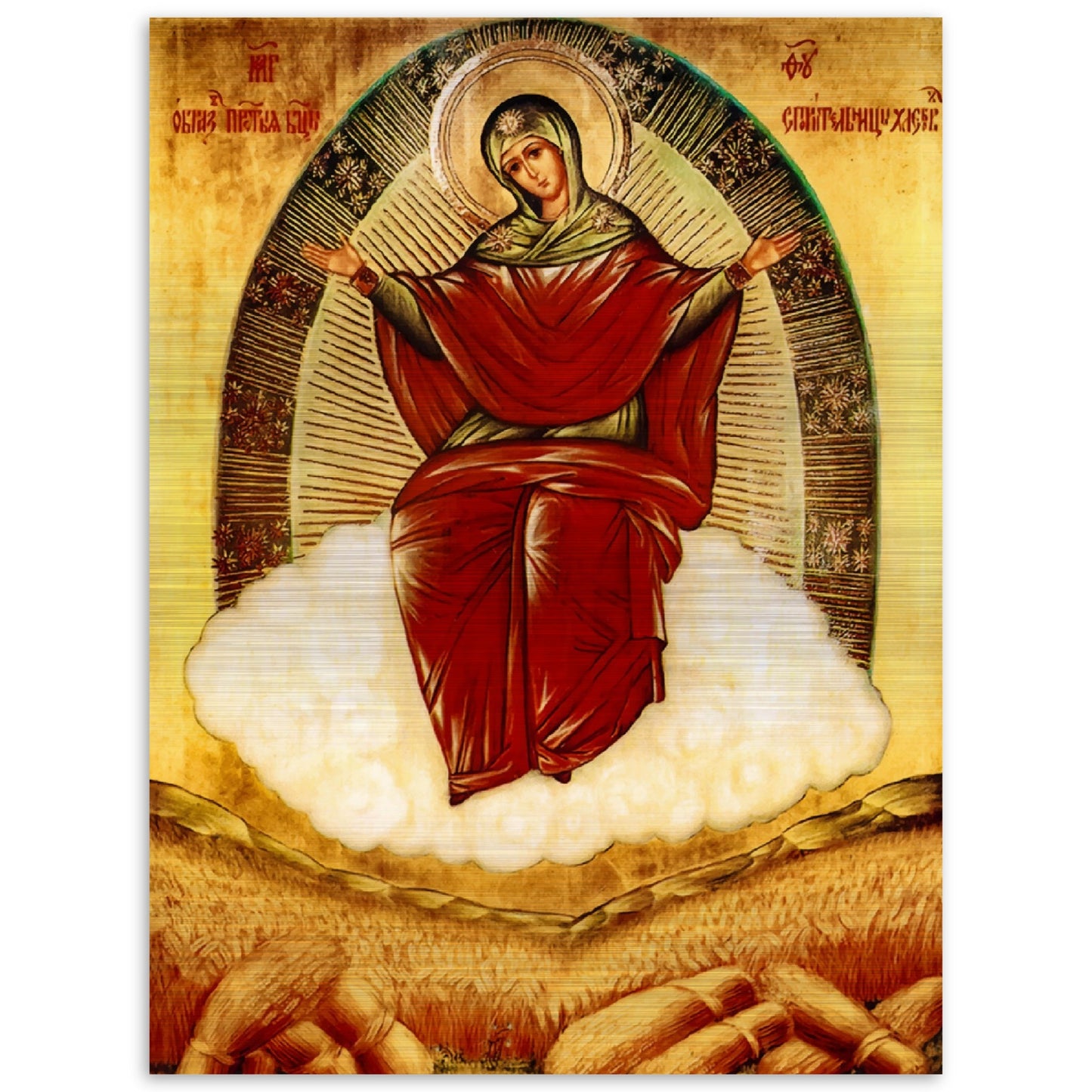 Multiplier of Wheat Icon of the Mother of God - Brushed Aluminum Icon Print