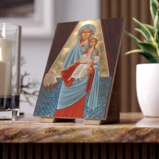 Our Lady Star of the Sea Coptic Icon Ceramic Icon Tile Size 6" × 8"