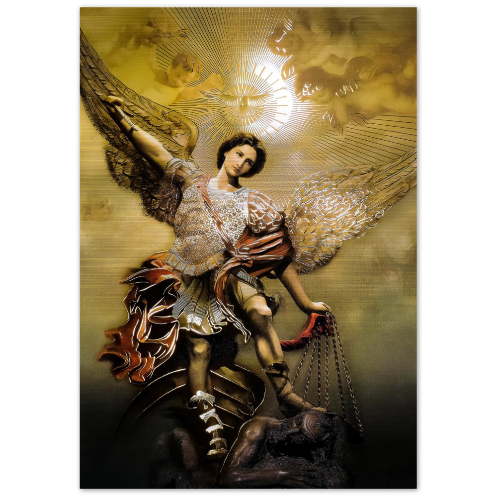 Prayer to Saint Michael the Archangel ✠ Brushed #Aluminum #MetallicIcon #AluminumPrint