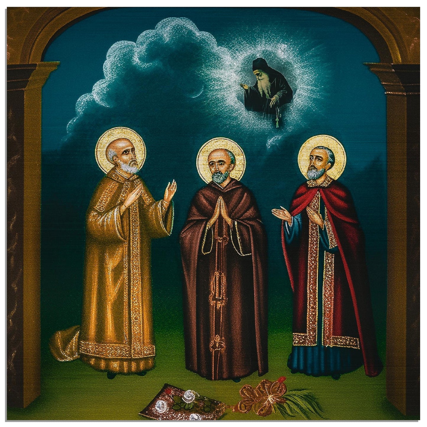 The Three Blessed Massabki Brothers Maronite Martyrs - Brushed Aluminum Icon