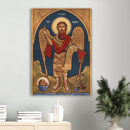 St John the Baptist - Coptic Icon - Brushed Aluminum Print