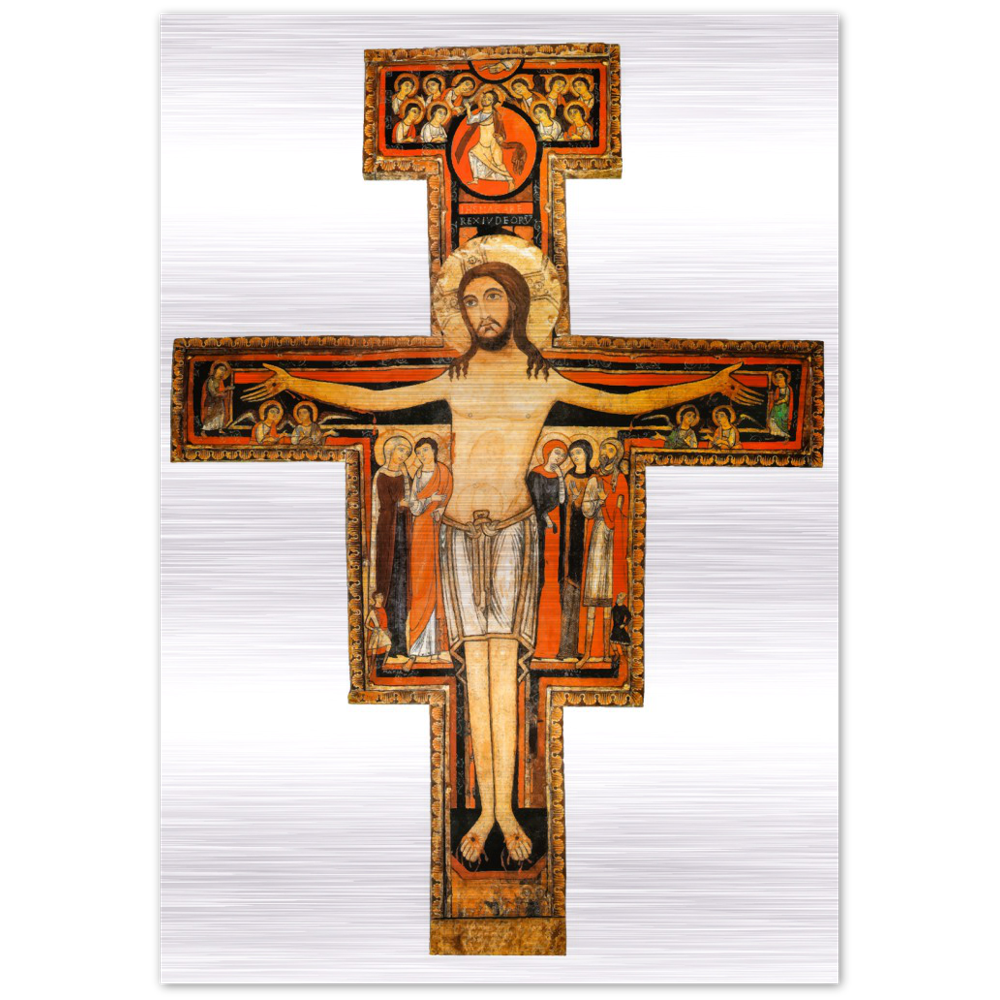 St Damiano Cross - Brushed #Aluminum #MetallicIcon #AluminumPrint