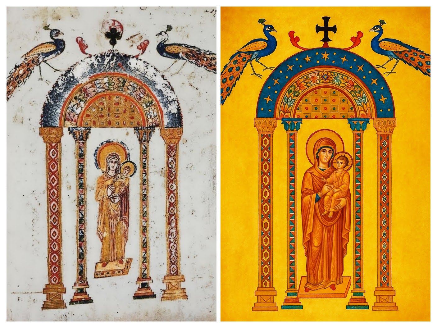 Pearl Print - Virgin and Child from the Rabbula Gospels (Syriac manuscript) Icon