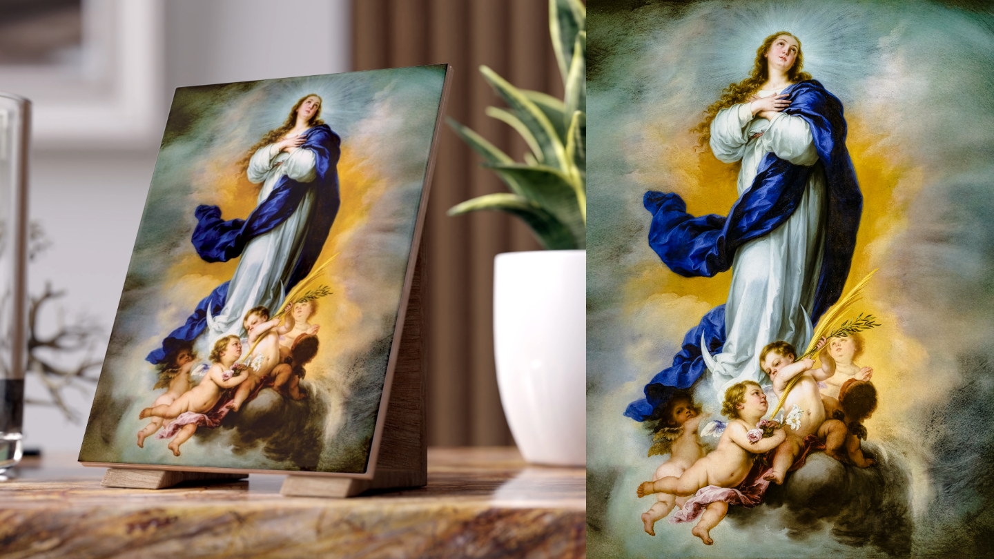 La Inmaculada de Aranjuez – Sacred Art Ceramic Icon Tile (6×8 inches) Virgin Mary Immaculate Conception patroness of the United States
