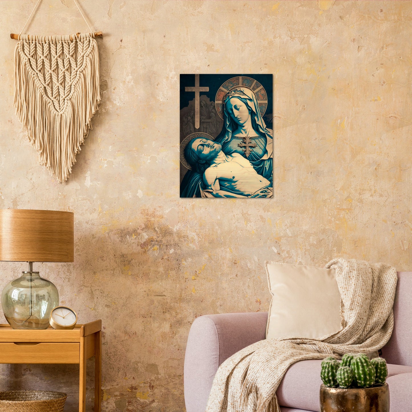 Pietà - Passion of Christ, strengthen me ✠ Brushed Aluminum Icon