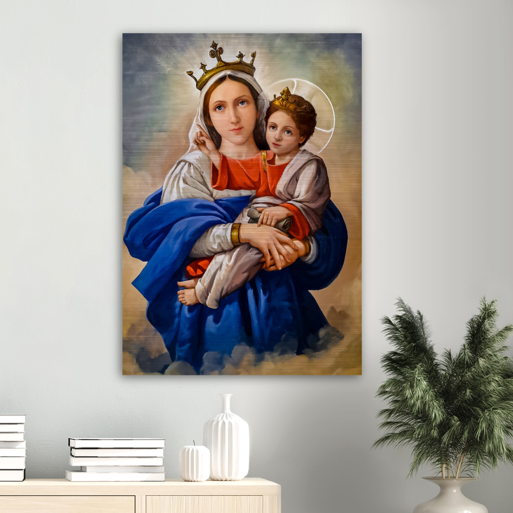 Virgin Mary and Divine Child ✠ Brushed #Aluminum #MetallicIcon #AluminumPrint