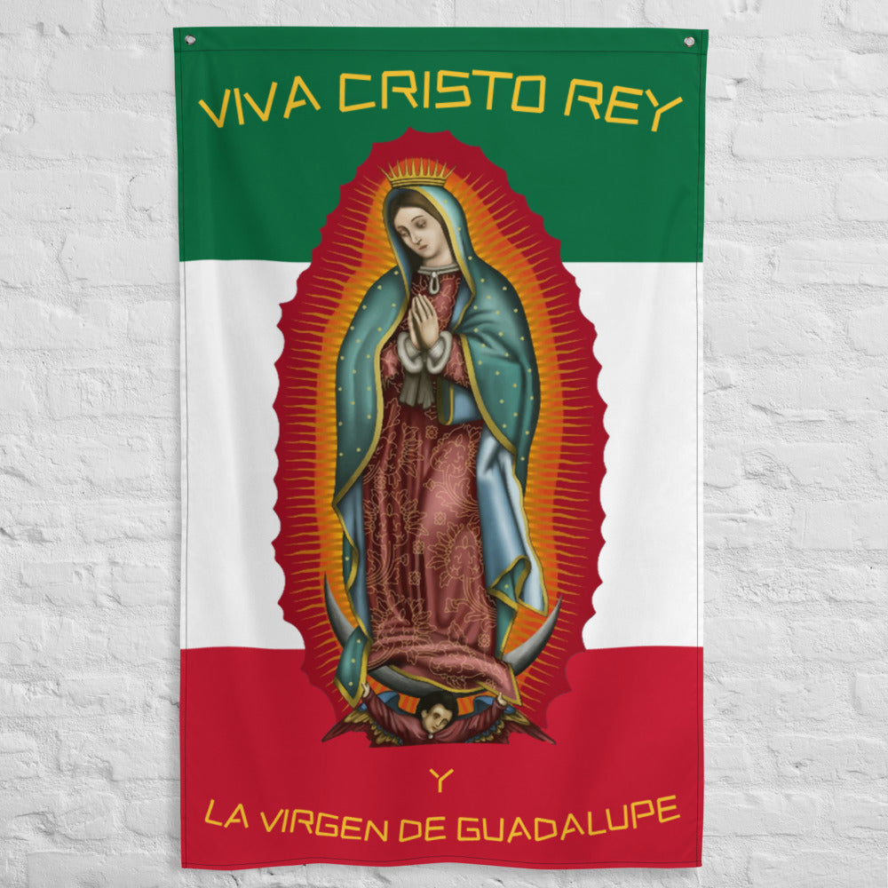 Viva Cristo Rey y La Virgen de Guadalupe #Cristero #Flag ✠ 34½ x 56 inches (87.6x142.2 cm)