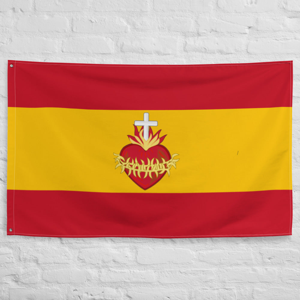 Flag of Spain with the Sacred Heart of Jesus Flag - 34½ x 56 inches (87.6x142.2 cm)