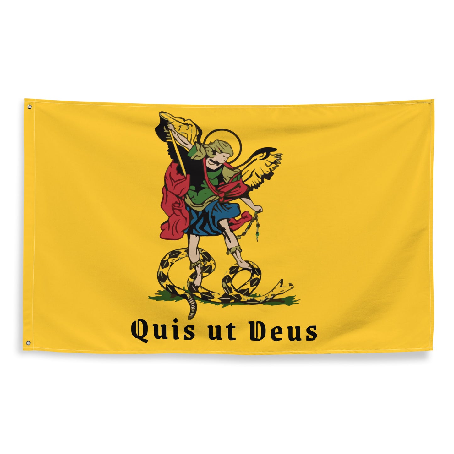 Holy Michael, the Archangel, Flag Quis ut Deus - Who is like GOD - 34½ x 56 inches (87.6x142.2 cm)