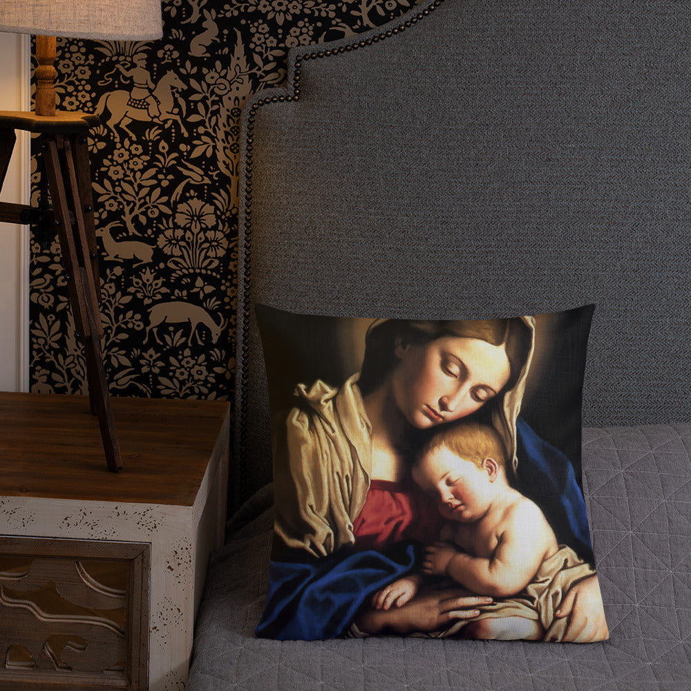 Madonna and Child - Sassoferrato - Premium Pillow